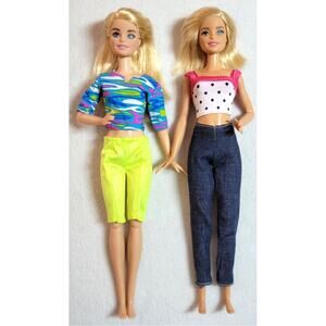 Lot of 2 2016 Barbie Dolls Blonde Blue Eyes Millie Face Dressed